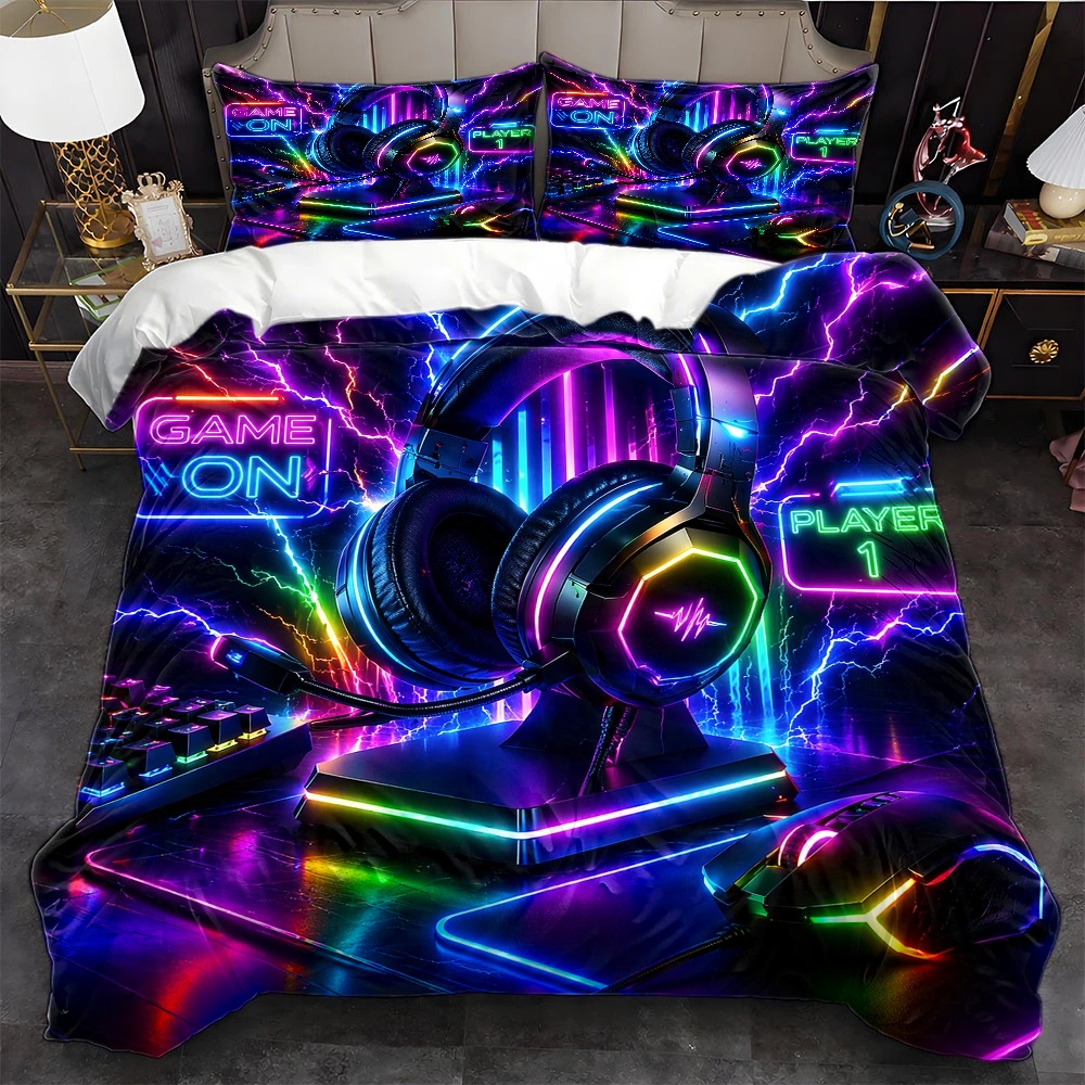 Esports Gaming Bed - 3Pc Esports-Themed Gaming Controller Duvet Cover