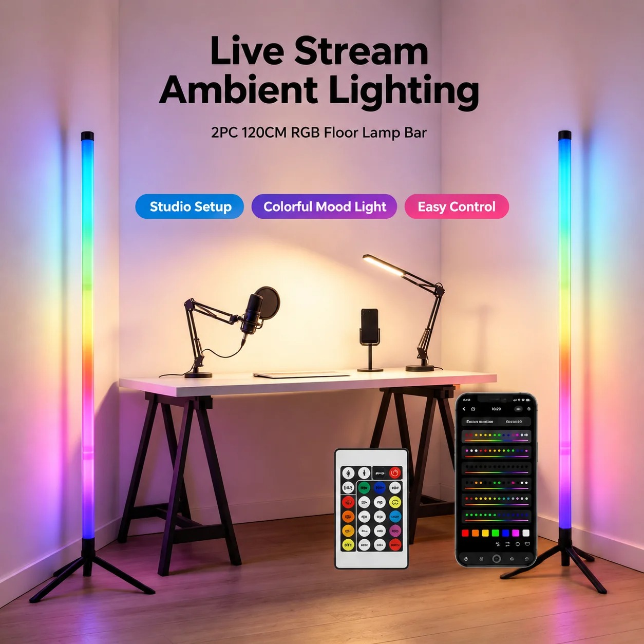 120CM RGB Corner Floor Lamp, S - Esports Gaming Setup recension och pris